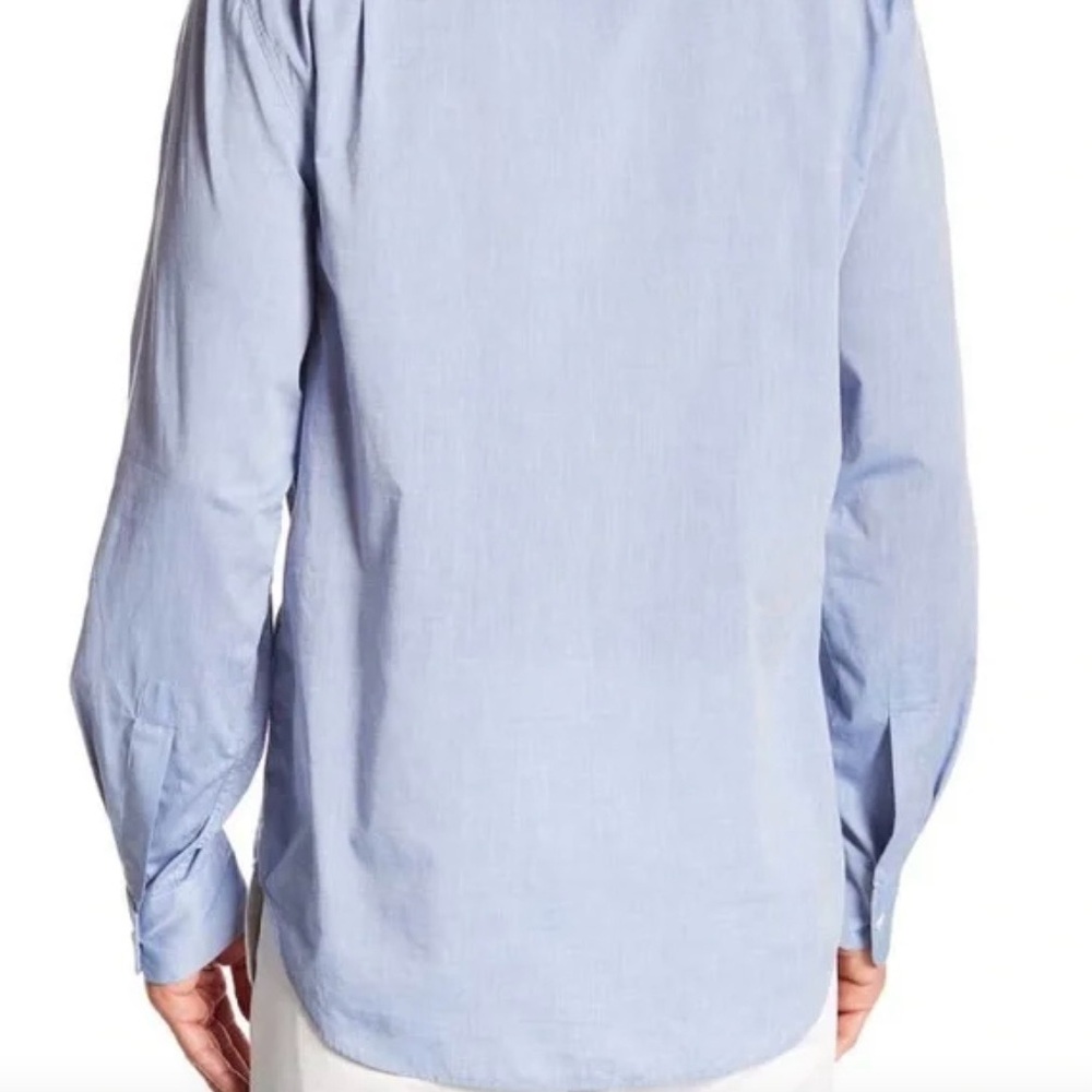 Vince Light Blue Button Down Shirt with Mandarin Collar - Picture 2 of 12
